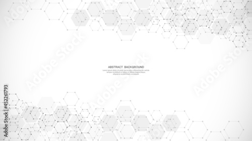 Abstract background with geometric shapes and hexagon pattern © Kingline
