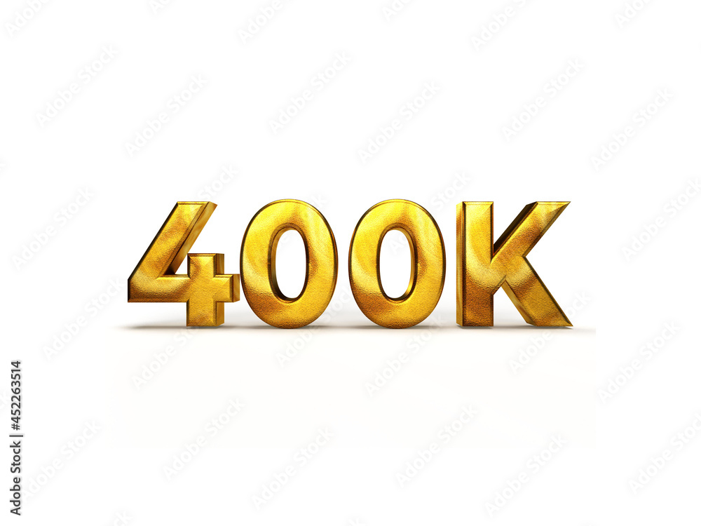 3D Golden Foil Text effect 400k Design on Isolated Background 3D Golden Foil Text effect 400k Design on Isolated Background