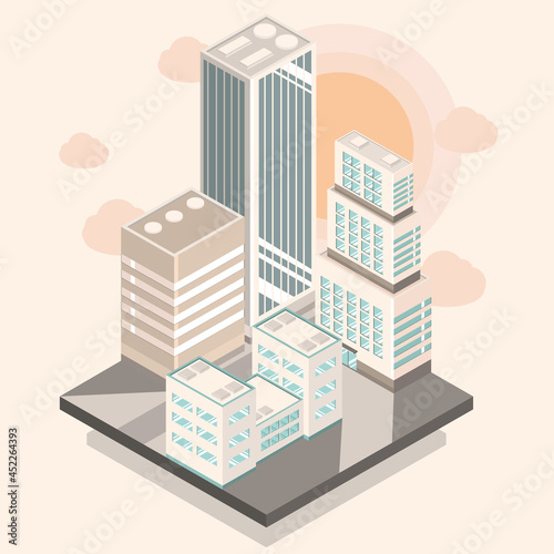 town buildings in isometric