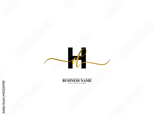 Letter HD Logo, creative hd dh signature logo for wedding, fashion, apparel and clothing brand or any business
