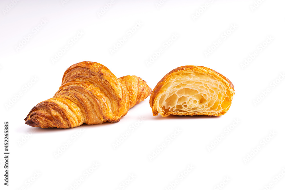 French Croissant isolated from white background French Croissant isolated from white background