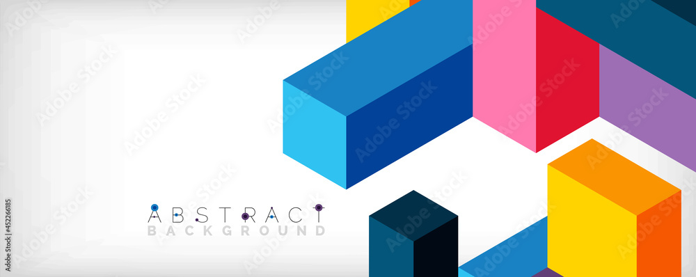 Abstract background. 3d cubes, cubic elements and blocks. Techno or business concept for wallpaper, banner, background, landing page Abstract background. 3d cubes, cubic elements and blocks. Techno or business concept for wallpaper, banner, background, landing page