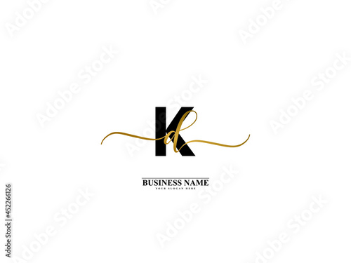 Letter KD Logo, creative kd dk signature logo for wedding, fashion, apparel and clothing brand or any business photo