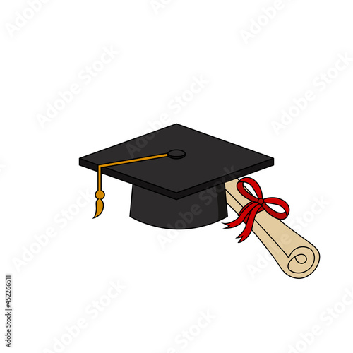 Graduation cap certificate icon illustration design template