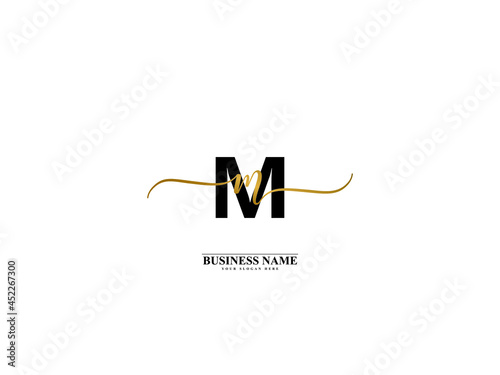 Letter MM Logo, creative mm m m signature logo for wedding, fashion, apparel and clothing brand or any business photo