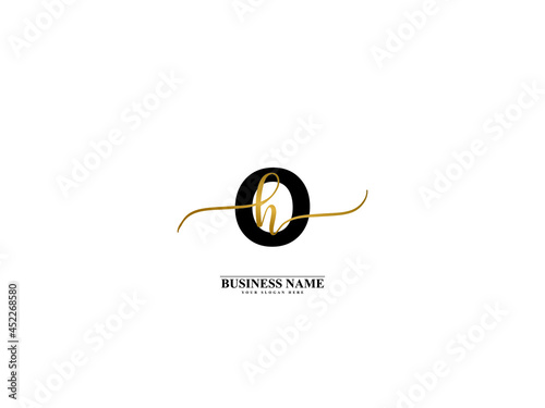 Letter OH Logo, creative oh ho signature logo for wedding, fashion, apparel and clothing brand or any business