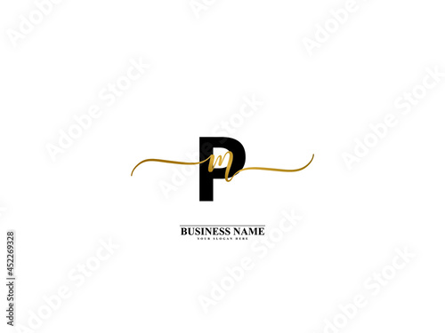 Letter PM Logo, creative pm mp signature logo for wedding, fashion, apparel and clothing brand or any business