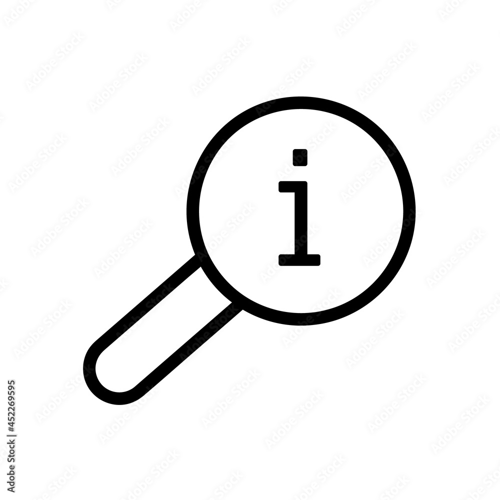 Information icon. Flat pictogram for web. Line stroke. Simple info guide symbol isolated on white background. Outline vector eps10 Information icon. Flat pictogram for web. Line stroke. Simple info guide symbol isolated on white background. Outline vector eps10