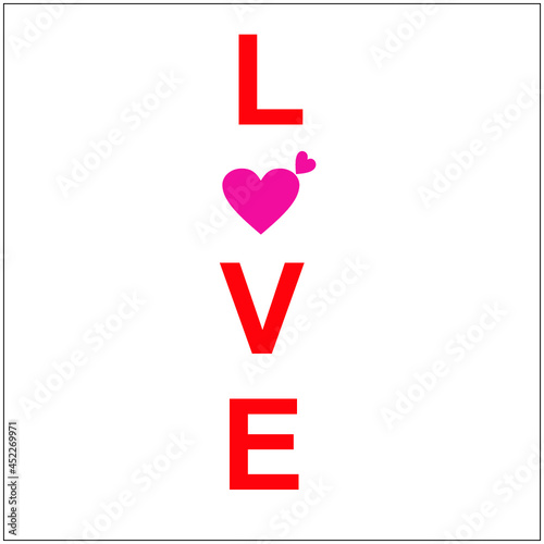 Love word lettering. Modern calligraphy script love text. illustration. Design for print on shirt, poster, banner. color text on white background.Valentine's day greeting card template. 