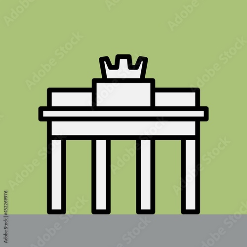 outline simplicity drawing of brandenburg landmark front elevation view.