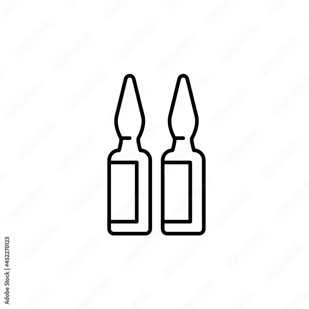 Ampoule flat icon. Pictogram for web. Line stroke. Isolated on white background. Vector eps10 Ampoule flat icon. Pictogram for web. Line stroke. Isolated on white background. Vector eps10