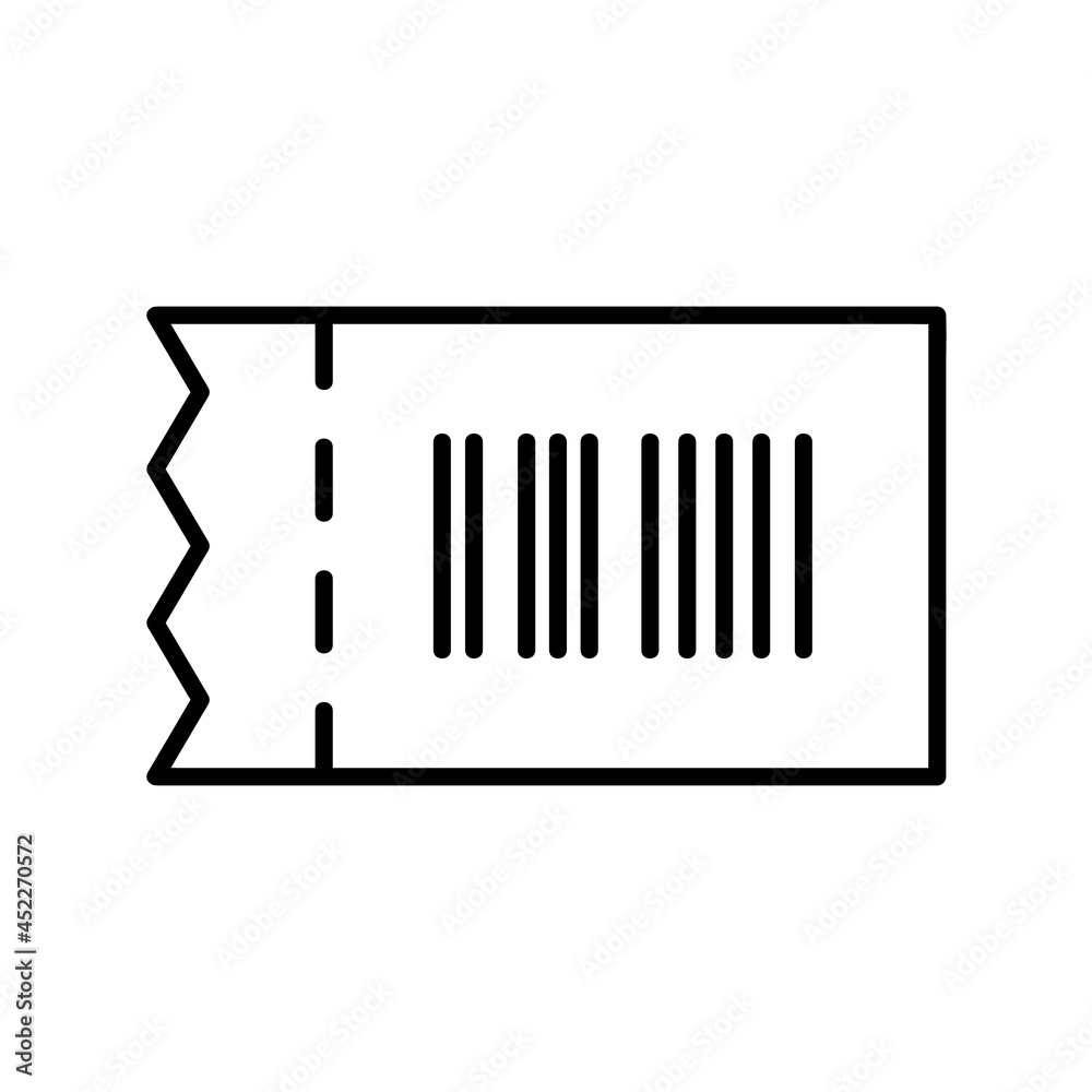 Ticket icon. Flat pictogram for web. Line stroke. Simple symbol isolated on white background. Outline vector eps10 Ticket icon. Flat pictogram for web. Line stroke. Simple symbol isolated on white background. Outline vector eps10