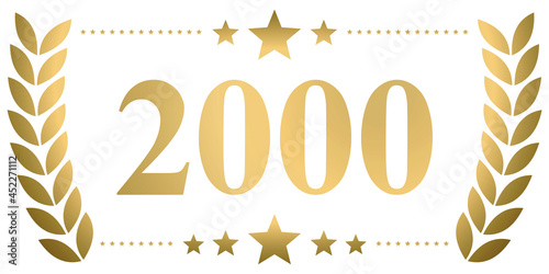 Year 2000 gold laurel wreath vector isolated on a white background	
