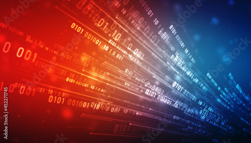 Photography Internet binary data code computing or transmission process, Internet Fiber Opti