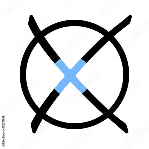 Wahlkreuz schwarz und blau auf weissem Hintergrund photo