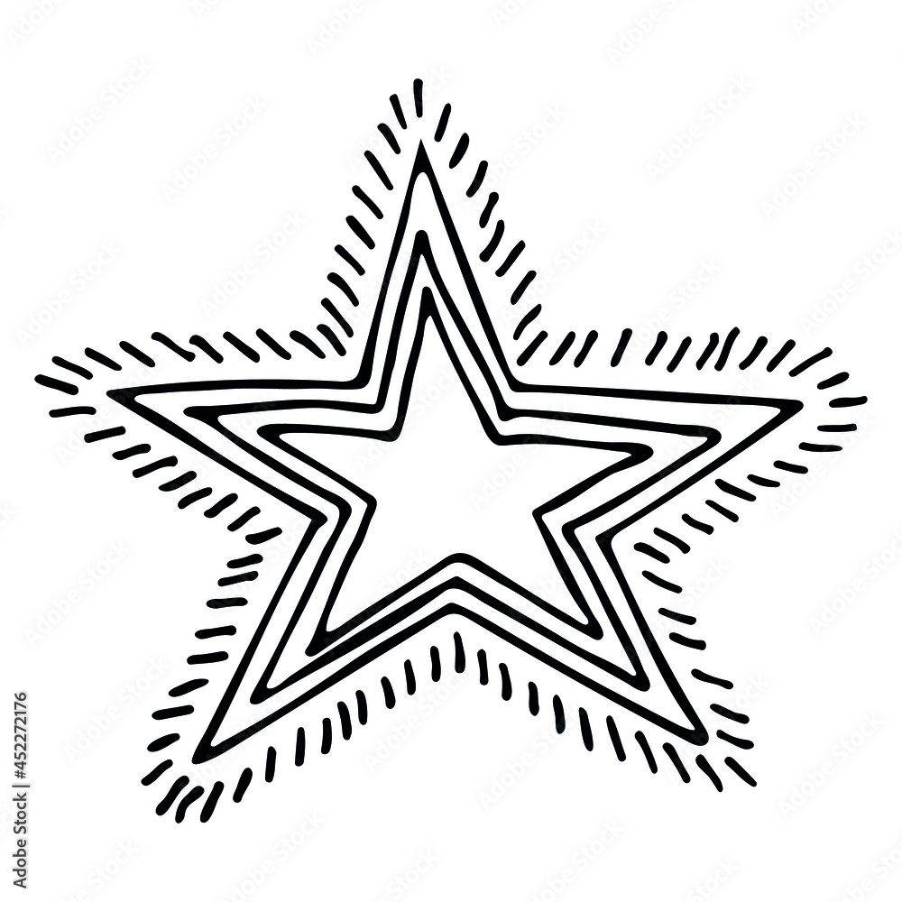 Vector hand drawn star isolated on white background. Cute doodle star illustration. For print, web, design, decor, logo. Vector hand drawn star isolated on white background. Cute doodle star illustration. For print, web, design, decor, logo.