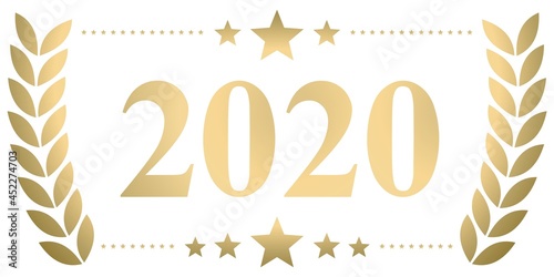 Year 2020 gold laurel wreath vector isolated on a white background	
