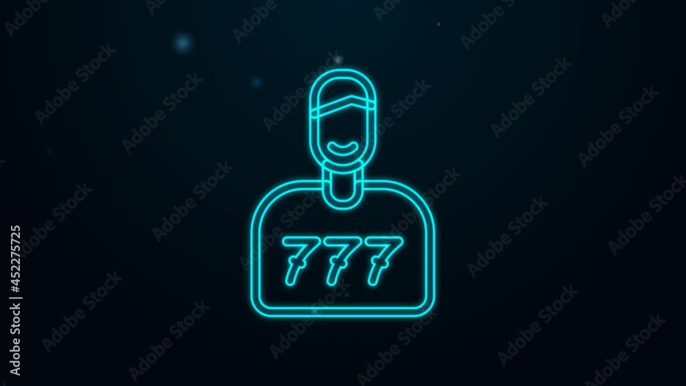 Glowing neon line Lucky player icon isolated on black background. 4K Video motion graphic animation Glowing neon line Lucky player icon isolated on black background. 4K Video motion graphic animation