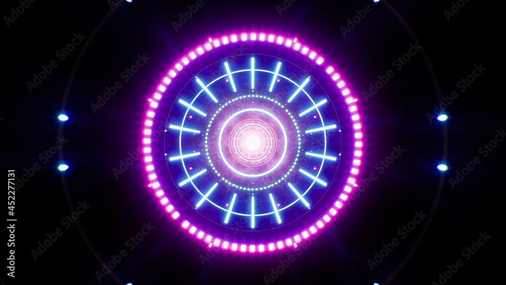 Neon Circle Light Shooting VJ Background