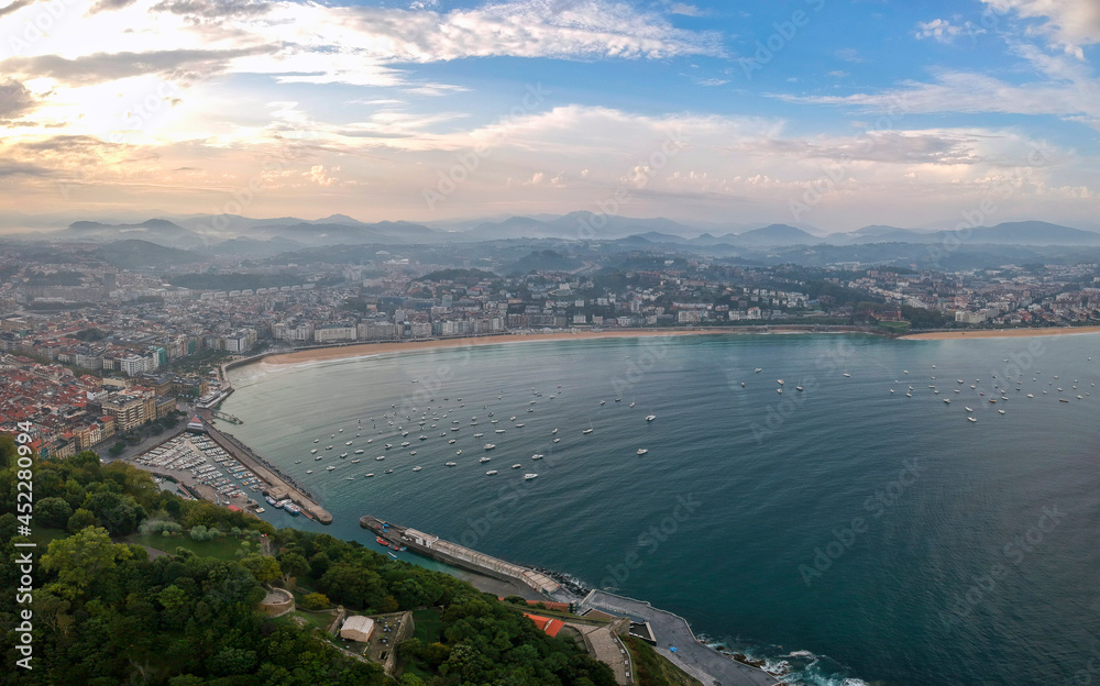Aerial view to the San Sebastian, Spain, Europe
