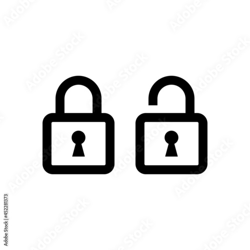 Set of Simple Lock and Unlock Icon Illustration Design, Flat Lock and Unlock Symbol Template Vector