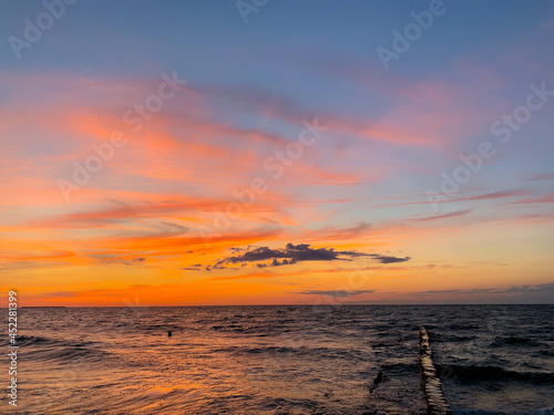 Beautiful sky colors after the sunset at the sea