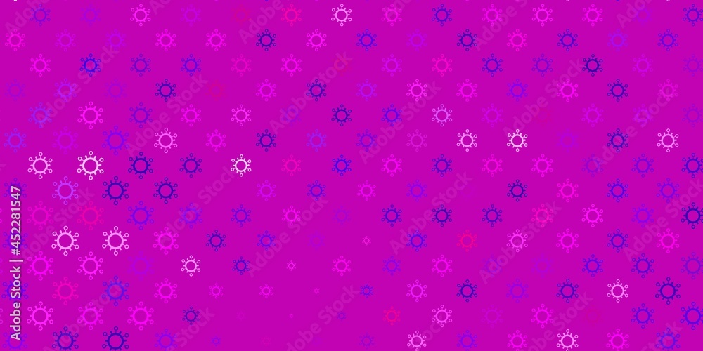 Obraz premium Dark purple, pink vector pattern with coronavirus elements.