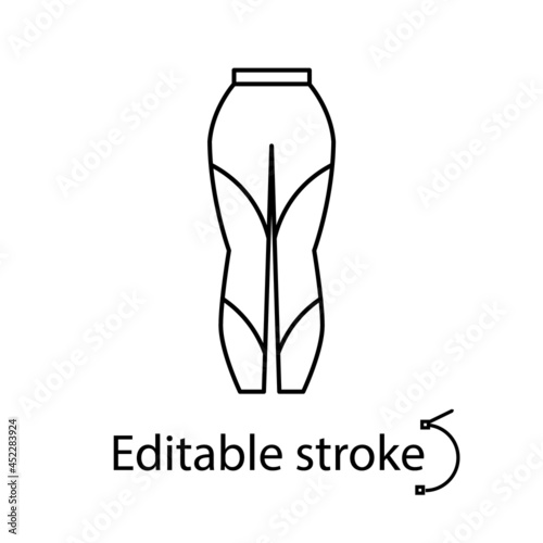 Stretching leggings outline icon. Homewear and sleepwear. Customizable linear contour symbol