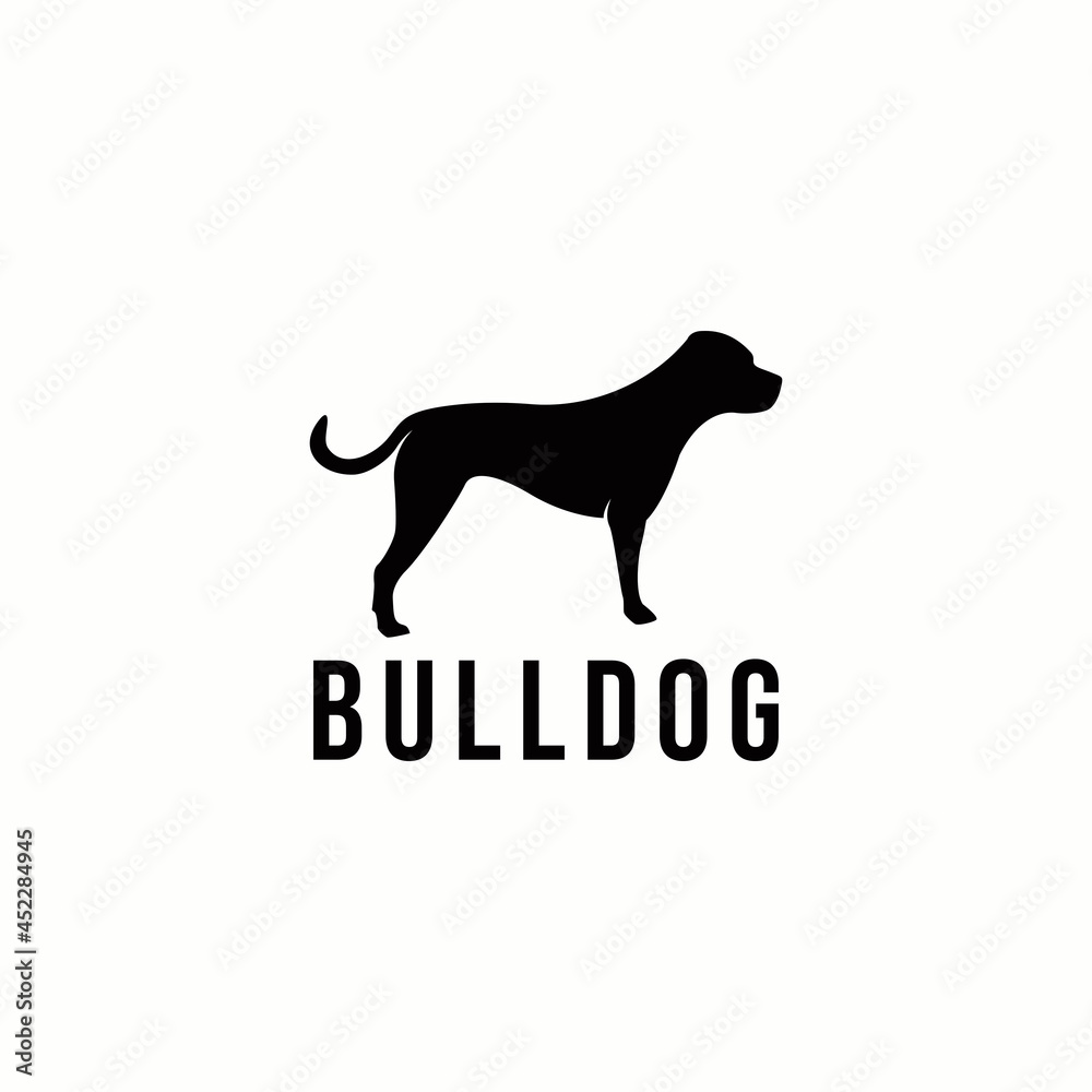 Silhouette of Standing Bulldog, Dog Breed logo design