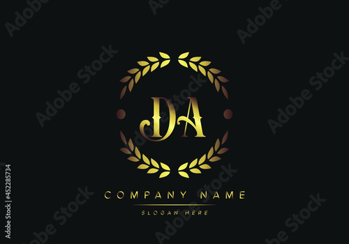 letters DA monogram logo, gold color, luxury style, Vector Illustration photo