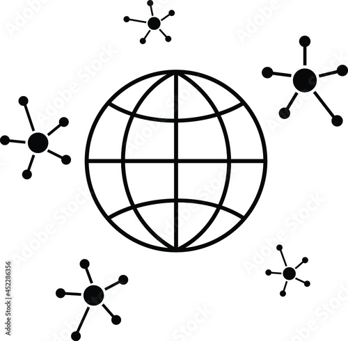 earth sign of the molecule DNA symbol bond atom covid corona virus vaccine against corona virus black and white vector image on a white background photo