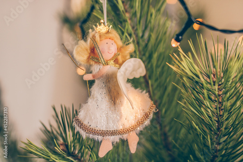 Beautiful Christmas tree decoration toy in the form of angel.