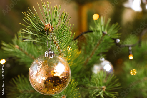 Christmas tree and Christmas toys in the background