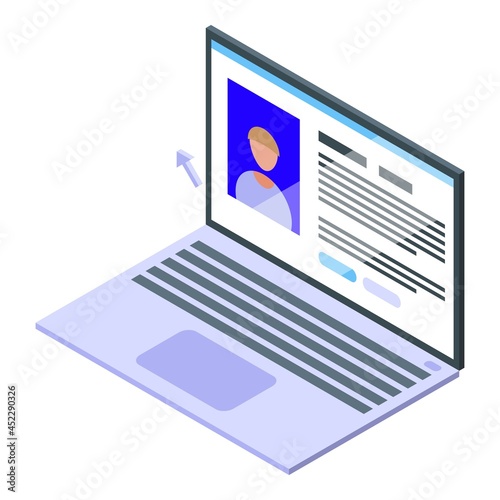 Laptop user profile icon isometric vector. Internet technology. Web network