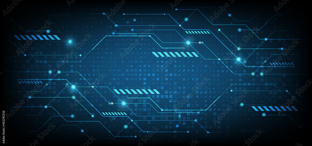 Abstract digital technology futuristic blue cyber concept background.