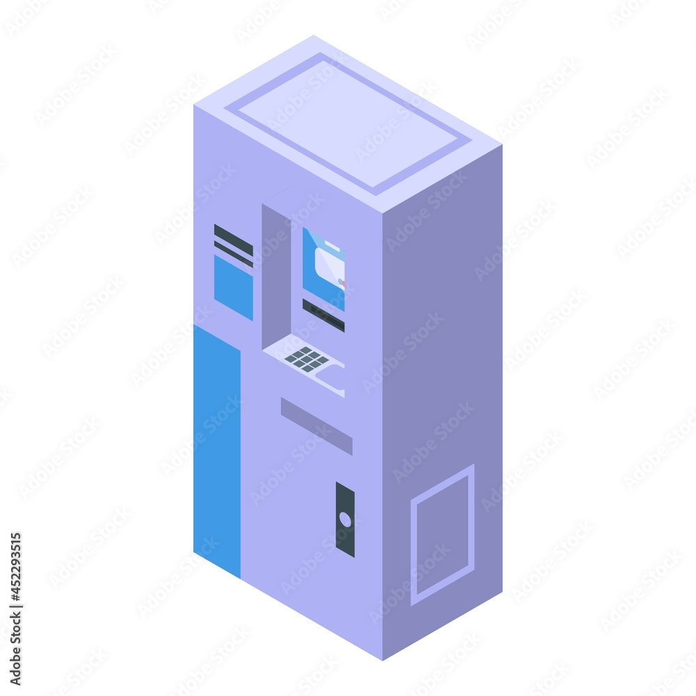 Cash atm icon isometric vector. Bank card. Money payment Cash atm icon isometric vector. Bank card. Money payment
