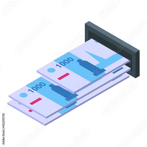 Atm cash icon isometric vector. Bank card. Money payment