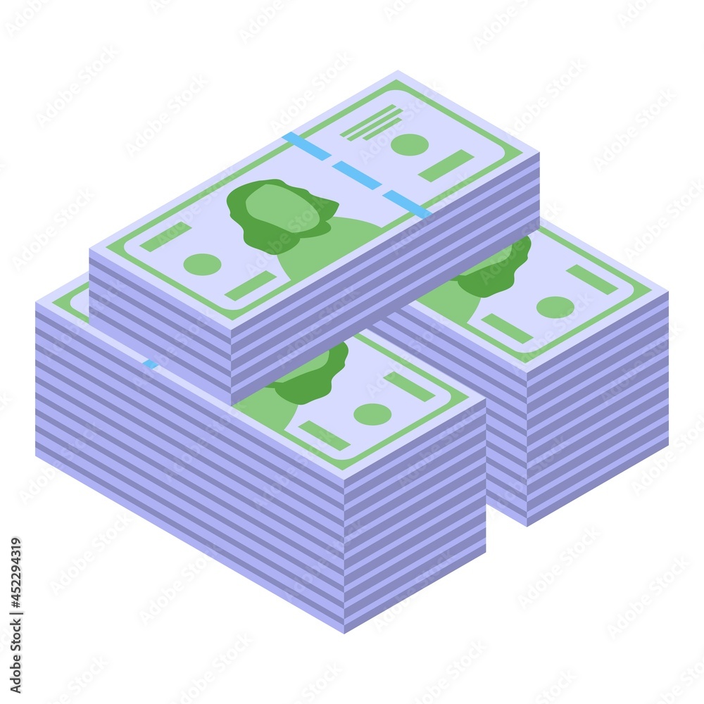 Dollar cash stack icon isometric vector. Money pile. Bank currency