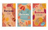 Abstract hello autumn boho flyers banners invitation special offer design template isolated set