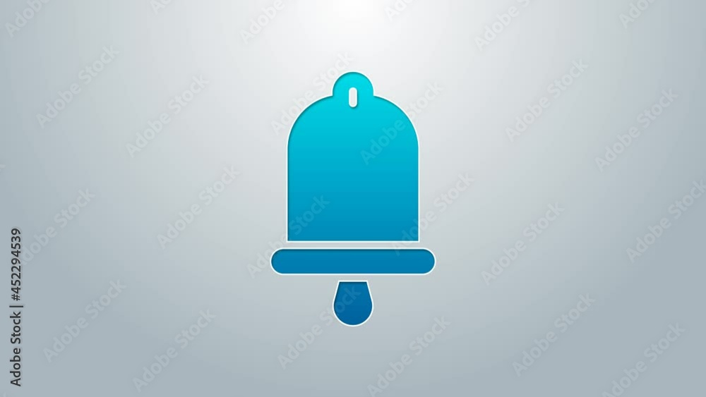 Blue line Ship bell icon isolated on grey background. 4K Video motion graphic animation Blue line Ship bell icon isolated on grey background. 4K Video motion graphic animation