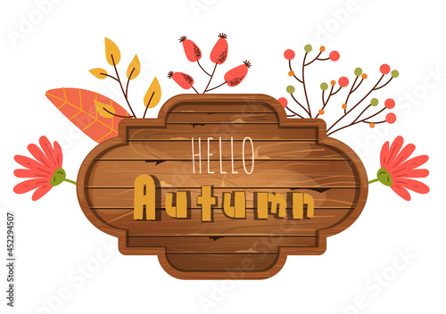 Autumn wooden board with text place design element