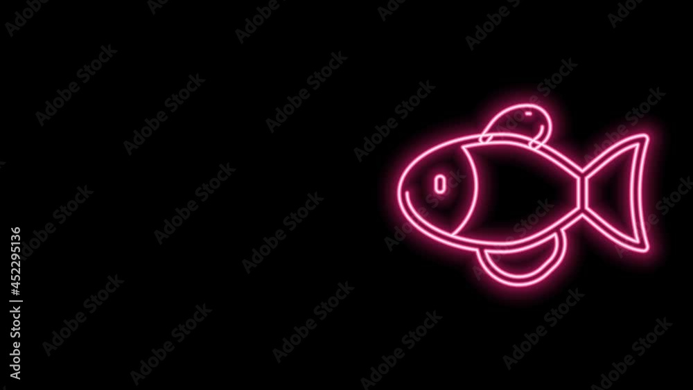 Glowing neon line Fish icon isolated on black background. 4K Video motion graphic animation Glowing neon line Fish icon isolated on black background. 4K Video motion graphic animation