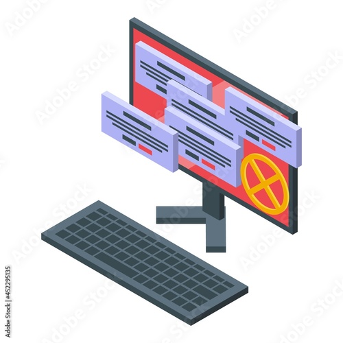 Unauthorized pc access icon isometric vector. Banned user. Payment expel