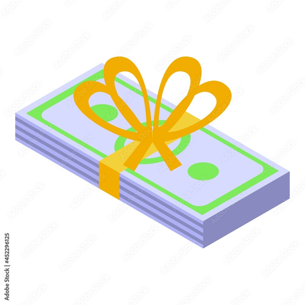 Cash pack support icon isometric vector. Help money. Investor pay Cash pack support icon isometric vector. Help money. Investor pay
