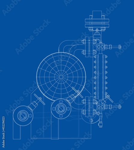 Industrial tank with valves. Vector