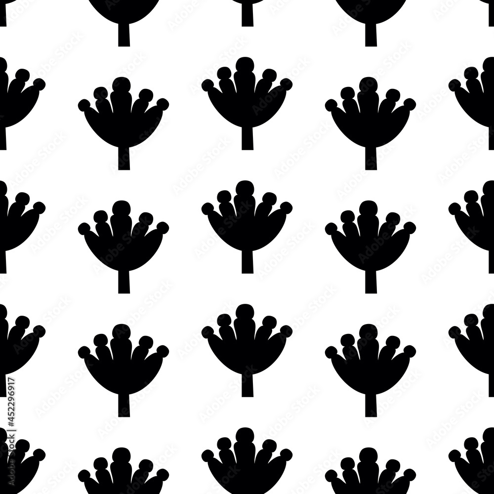 Fototapeta premium Trendy seamless pattern with graphic abstract flowers. Floral print.
