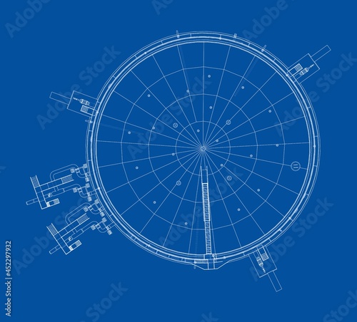 Large oil tank with floating roof. Vector