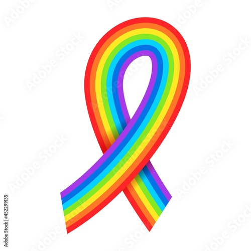 Rainbow awareness ribbons. LGBTQ symbol. Pride month, diversity, tolerance concept.