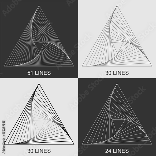 Geometric line art, Triangle shape straight lines set
