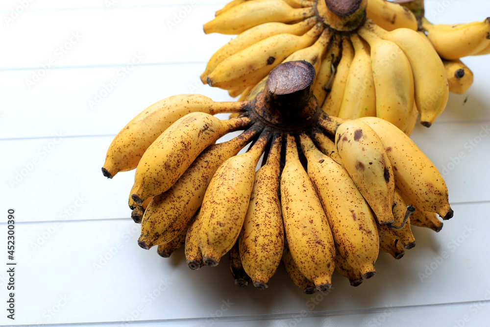 Over Rip Lady Finger Banana (Pisang Susu) Isolated on White Background